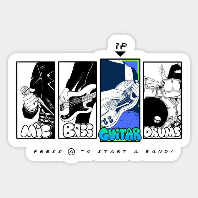 Press A To Start A Band! - Guitar Sticker by Ritmoculto